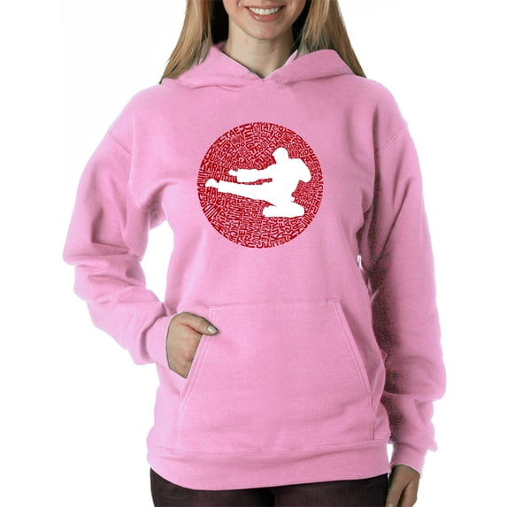 LA Pop Art Women's Word Art Hooded Sweatshirt -Types of Martial Arts