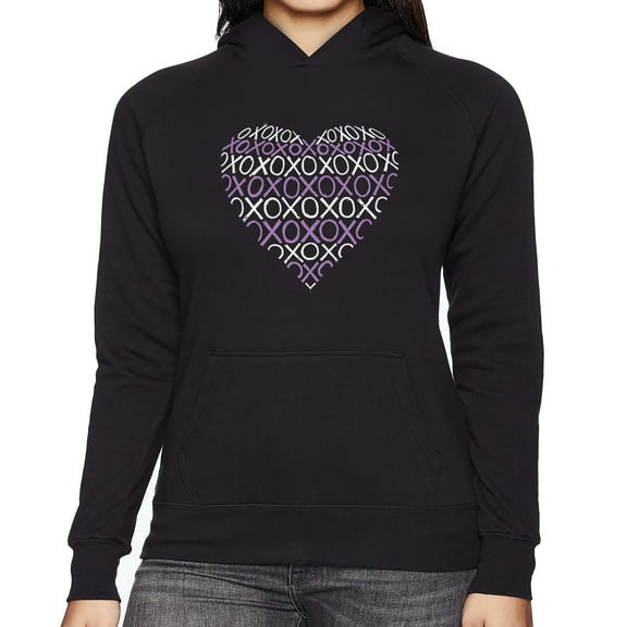 LA Pop Art Women's Word Art Hooded Sweatshirt -XOXO Heart