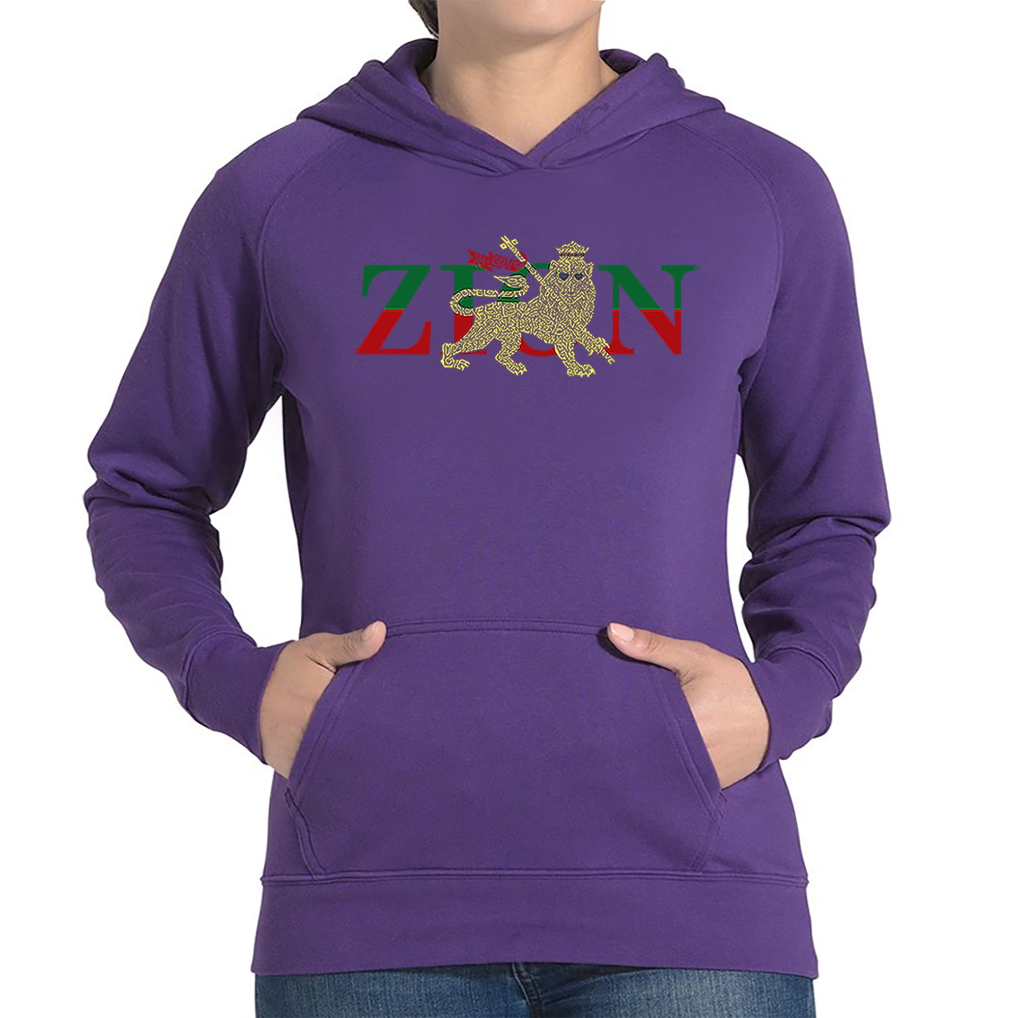 LA Pop Art Women's Word Art Hooded Sweatshirt -Zion - One