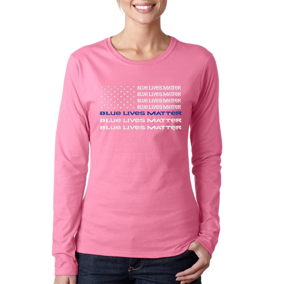 LA Pop Art Women's Word Art Long Sleeve T-Shirt - Blue Lives Matter