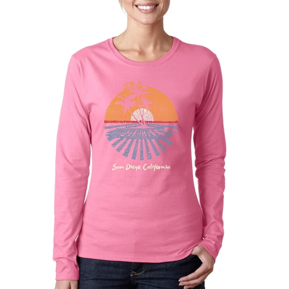 LA Pop Art Women's Word Art Long Sleeve T-Shirt - Cities In San Diego