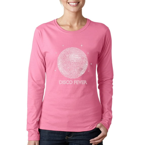 LA Pop Art Women's Word Art Long Sleeve T-Shirt - Disco Ball