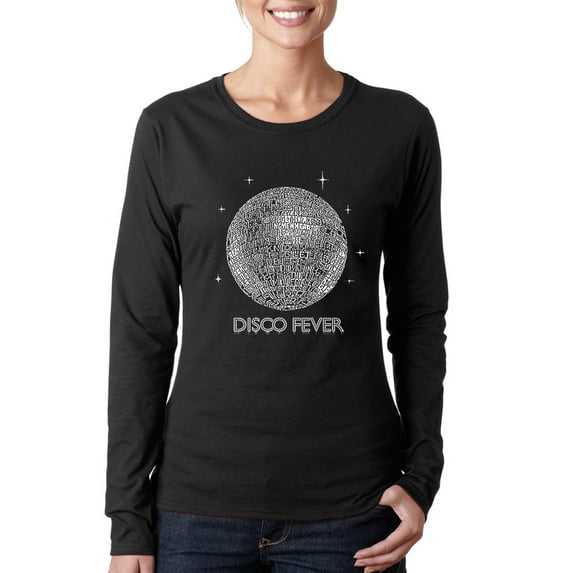 LA Pop Art Women's Word Art Long Sleeve T-Shirt - Disco Ball