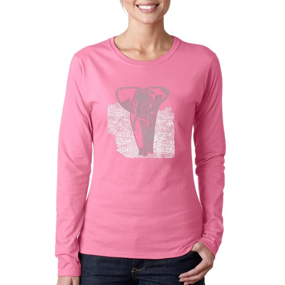 LA Pop Art Women's Word Art Long Sleeve T-Shirt - ELEPHANT