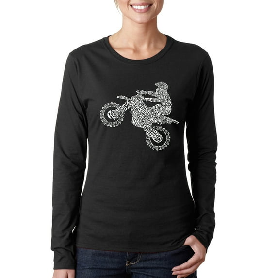 LA Pop Art Women's Word Art Long Sleeve T-Shirt - Freestyle Motocross - FMX