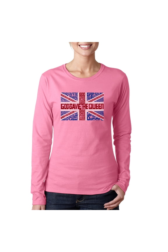 Women's Word Art Long Sleeve T-Shirt - God Save The Queen