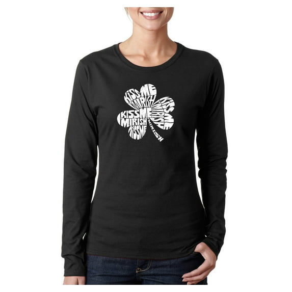 LA Pop Art Women's Word Art Long Sleeve T-Shirt - KISS ME I'M IRISH