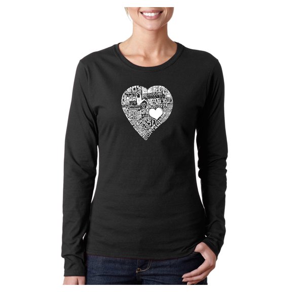 LA Pop Art Women's Word Art Long Sleeve T-Shirt - LOVE IN 44 DIFFERENT LANGUAGES