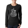 thumbnail image 1 of LA Pop Art Women's Word Art Long Sleeve T-Shirt - Languages Guitar, 1 of 2