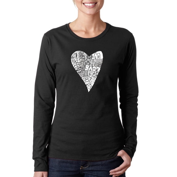 LA Pop Art Women's Word Art Long Sleeve T-Shirt - Lots of Love