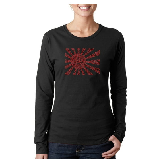 LA Pop Art Women's Word Art Long Sleeve T-Shirt - Lyrics To The Japanese National Anthem