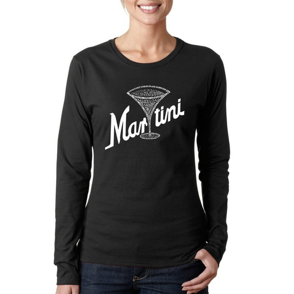 LA Pop Art Women's Word Art Long Sleeve T-Shirt - Martini
