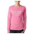 thumbnail image 1 of LA Pop Art Women's Word Art Long Sleeve T-Shirt - NYC NEIGHBORHOODS, 1 of 2