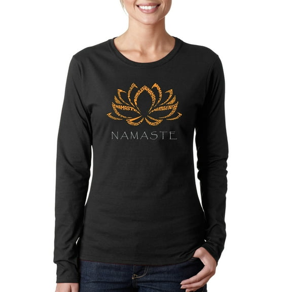 LA Pop Art Women's Word Art Long Sleeve T-Shirt - Namaste