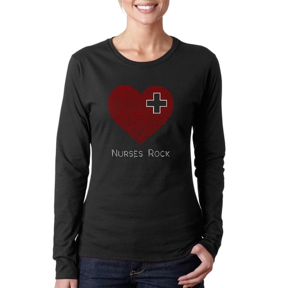 LA Pop Art Women's Word Art Long Sleeve T-Shirt - Nurses Rock