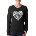 thumbnail image 1 of LA Pop Art Women's Word Art Long Sleeve T-Shirt - Paw Prints Heart, 1 of 2