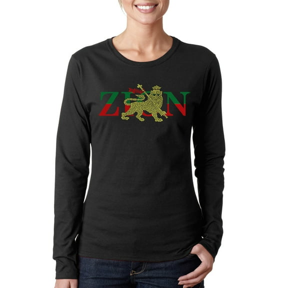 LA Pop Art Women's Word Art Long Sleeve T-Shirt - Zion - One Love