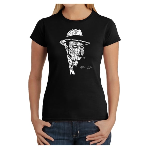 LA Pop Art Women's Word Art T-Shirt - AL CAPONE-ORIGINAL GANGSTER