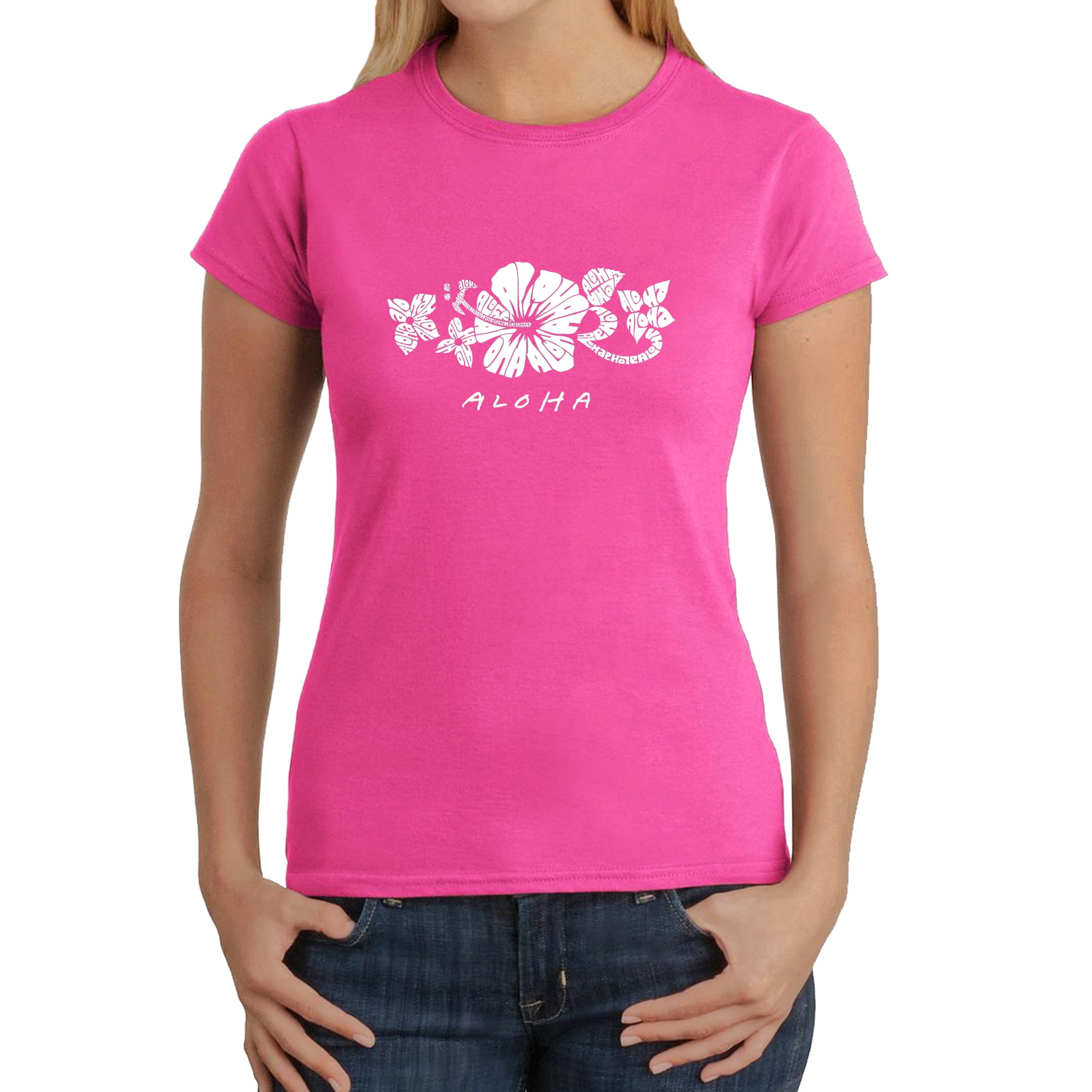 LA Pop Art Women's Word Art T-Shirt - ALOHA - Walmart.com