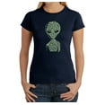 thumbnail image 1 of LA Pop Art Women's Word Art T-Shirt - Alien, 1 of 2
