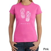 LA Pop Art Womens Word Art T-Shirt - BEACH BUM