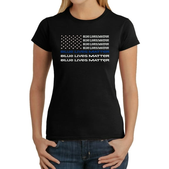 LA Pop Art Women's Word Art T-Shirt - Blue Lives Matter