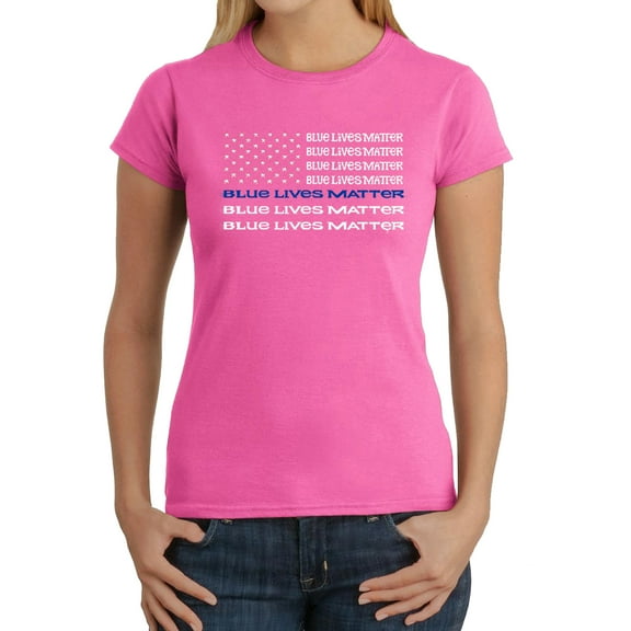 LA Pop Art Women's Word Art T-Shirt - Blue Lives Matter