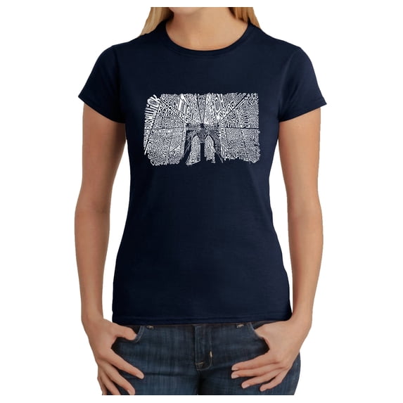 LA Pop Art Women's Word Art T-Shirt - Brooklyn Bridge