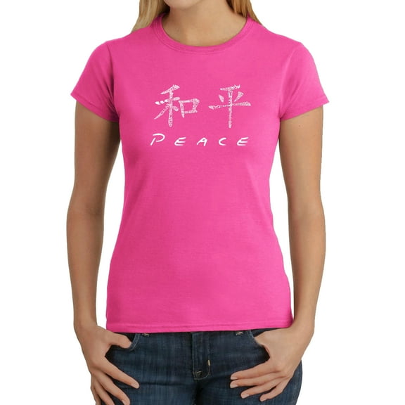 LA Pop Art Women's Word Art T-Shirt - CHINESE PEACE SYMBOL