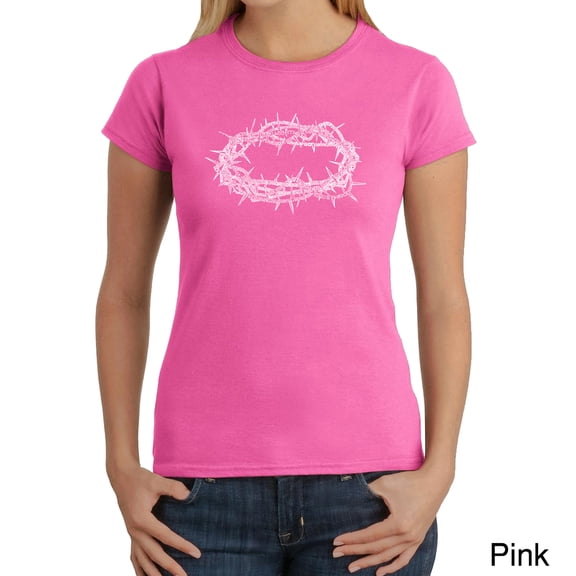 LA Pop Art Women's Word Art T-Shirt - CROWN OF THORNS