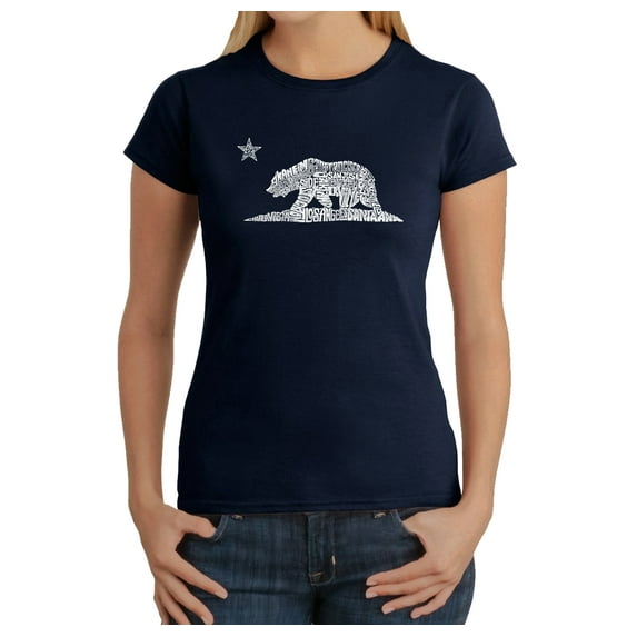 LA Pop Art Women's Word Art T-Shirt - California Bear