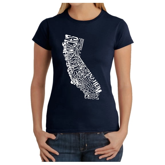 LA Pop Art Women's Word Art T-Shirt - California State