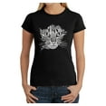 thumbnail image 1 of LA Pop Art Women's Word Art T-Shirt - Cat Face, 1 of 2