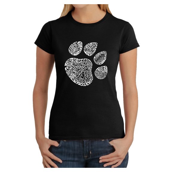 LA Pop Art Women's Word Art T-Shirt - Cat Paw
