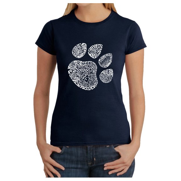 LA Pop Art Women's Word Art T-Shirt - Cat Paw