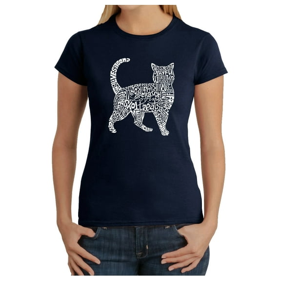 LA Pop Art Women's Word Art T-Shirt - Cat