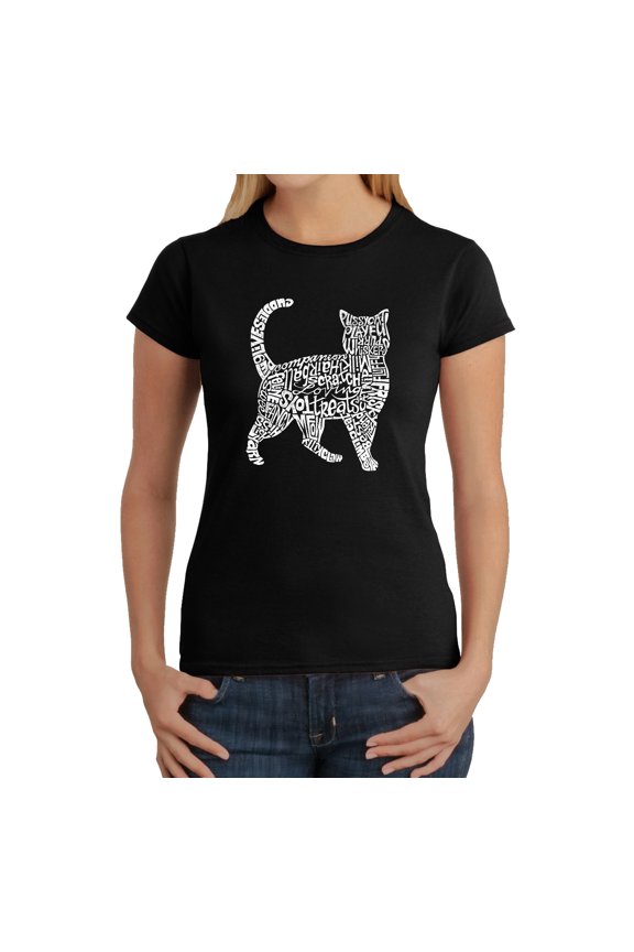 Women's Word Art T-Shirt - Cat
