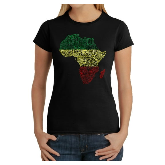LA Pop Art Women's Word Art T-Shirt - Countries in Africa