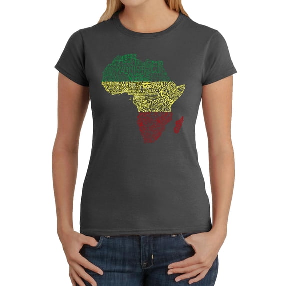 LA Pop Art Women's Word Art T-Shirt - Countries in Africa