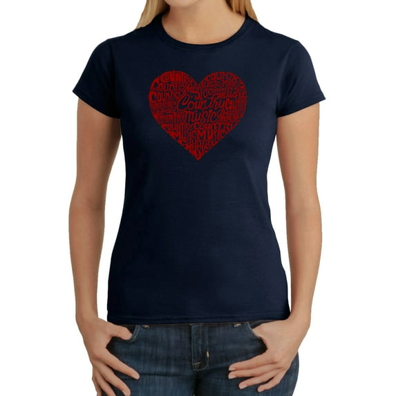 LA Pop Art Women's Word Art T-Shirt - Country Music Heart