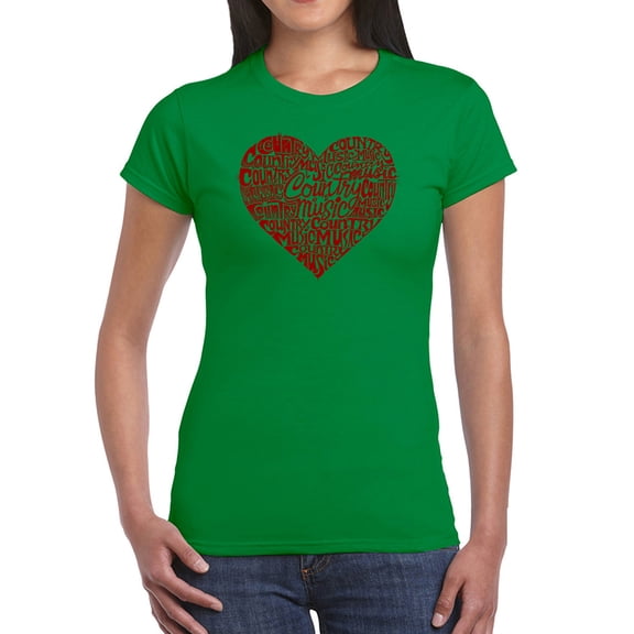 LA Pop Art Women's Word Art T-Shirt - Country Music Heart
