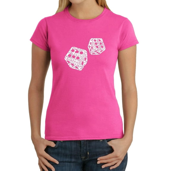 LA Pop Art Women's Word Art T-Shirt - DIFFERENT ROLLS THROWN IN THE GAME OF CRAPS