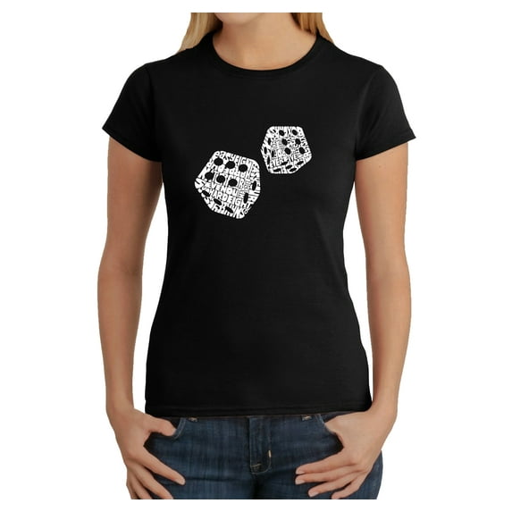 LA Pop Art Women's Word Art T-Shirt - DIFFERENT ROLLS THROWN IN THE GAME OF CRAPS