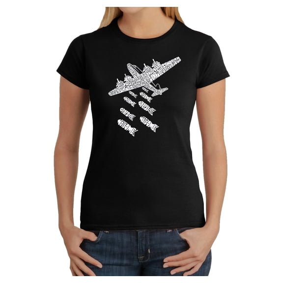 LA Pop Art Women's Word Art T-Shirt - DROP BEATS NOT BOMBS