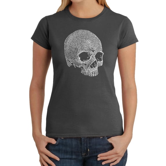 LA Pop Art Women's Word Art T-Shirt - Dead Inside Skull