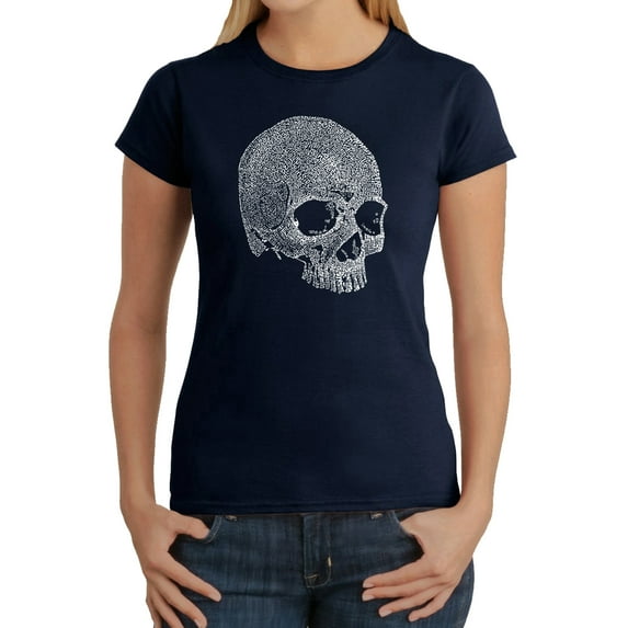 LA Pop Art Women's Word Art T-Shirt - Dead Inside Skull