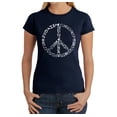 thumbnail image 1 of LA Pop Art Women's Word Art T-Shirt - Different Faiths peace sign, 1 of 2