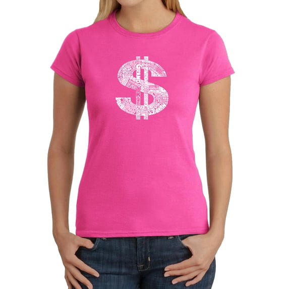 LA Pop Art Women's Word Art T-Shirt - Dollar Sign