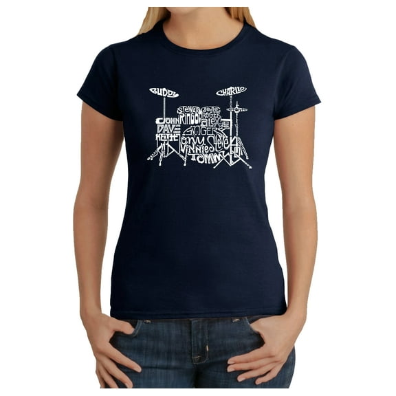 LA Pop Art Women's Word Art T-Shirt - Drums