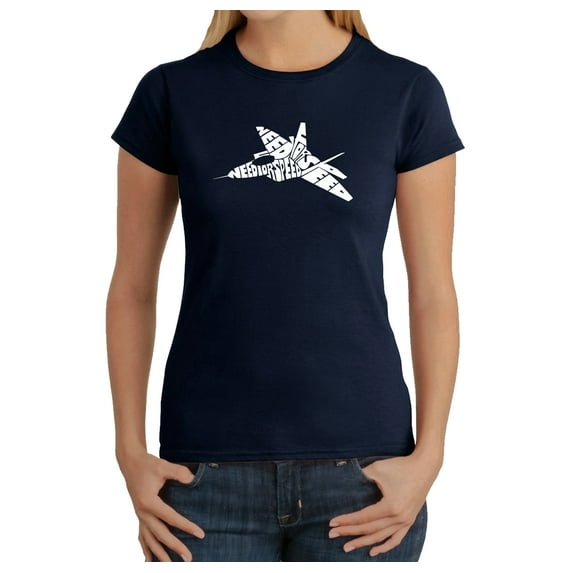 LA Pop Art Women's Word Art T-Shirt - FIGHTER JET - NEED FOR SPEED